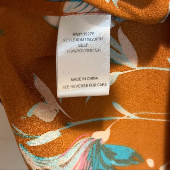 NWT Daniel Rainn XXL Copper Rust Foral Ruffle Cap Sleeve Blouse - Picture 5 of 9